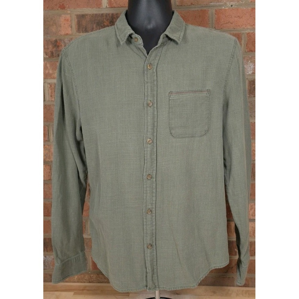 Marine Layer Selvage Stretch Shirt Olive Green Mens Large Classic Fit Medium